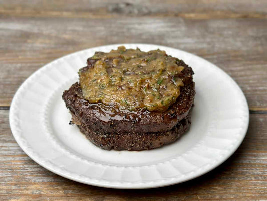 Wagyu Steak with Roasted Garlic & Onion Butter